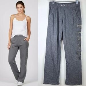 Vtg Y2K 2000 VS Pink 1986 University Gray Rhinestone Loungepants Sweatpants XS